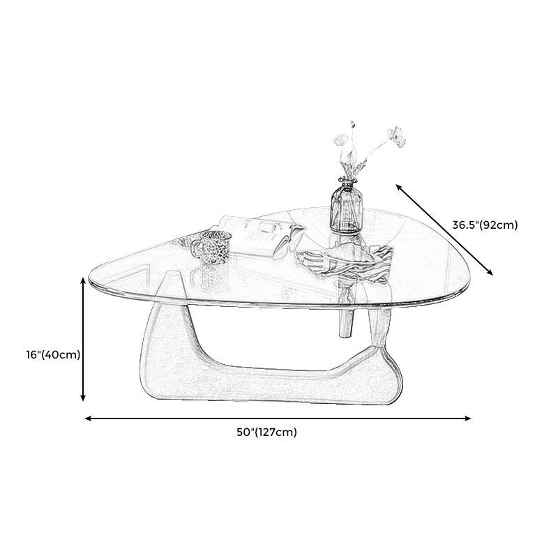 Abstract 1 Single Coffee Table Modern Cocktail Table with Wood Pedestal