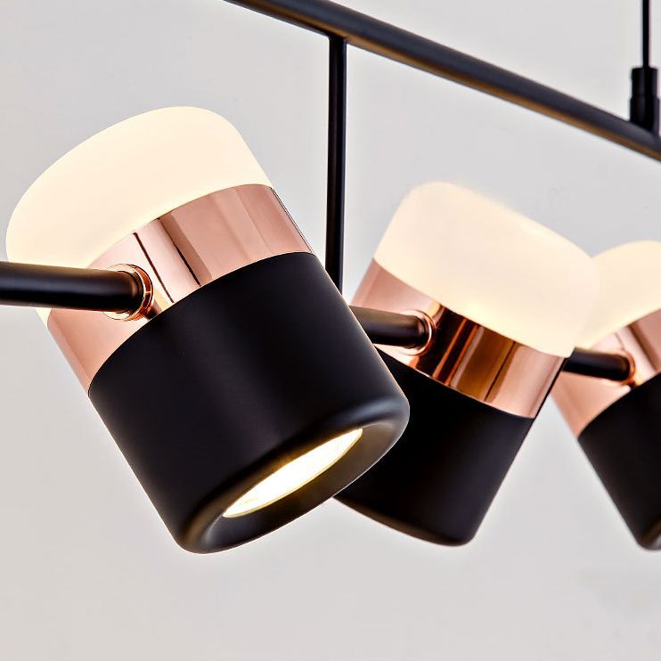 Minimalismo moderno rettangolo isola illuminazione a sospensione LED LED Cilindro sfumatura Il soffitto dell'isola per soggiorno per soggiorno