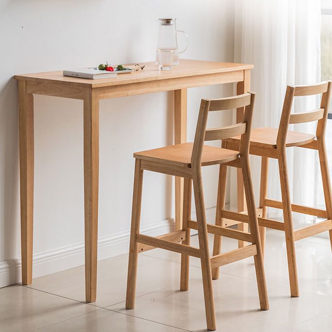 Modern Rectangle Bar Table Solid Wood Counter Height Bar Dining Table with 4 Legs