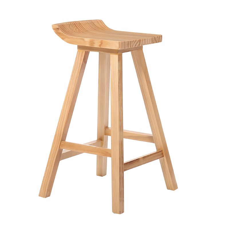 Indoor Modern Footrest Bar Stool Solid Wood Bar & Counter Stool in Natural