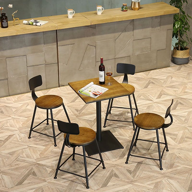 Industrial Style Bar Table Wood and Metal Pub Table for Coffee Shop