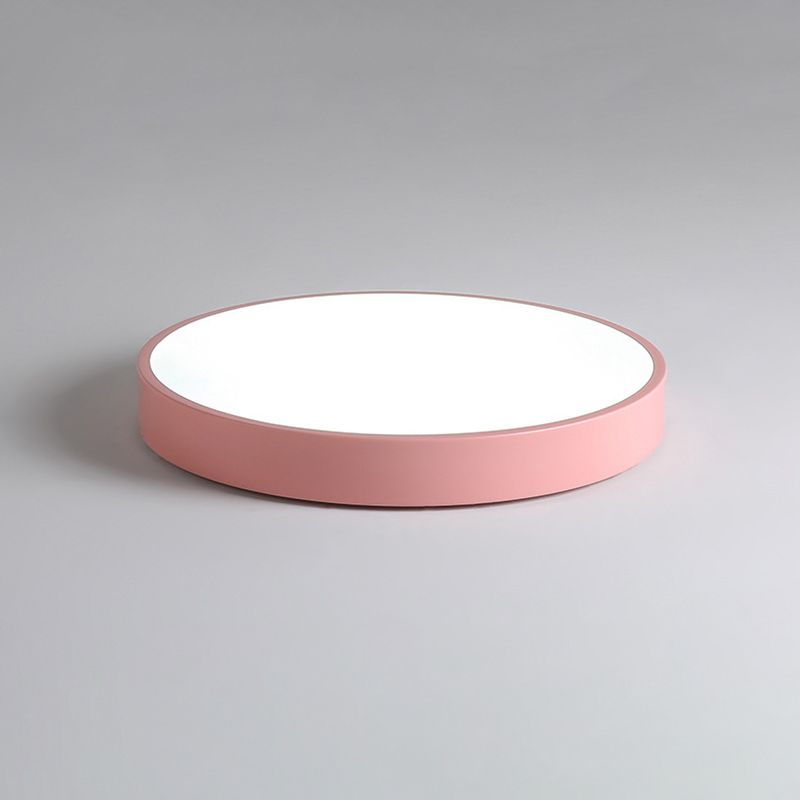 Round Shape Ceiling Lamp Modern Macaroon Iron 1 Light Flush Mount for Bedroom Balcony