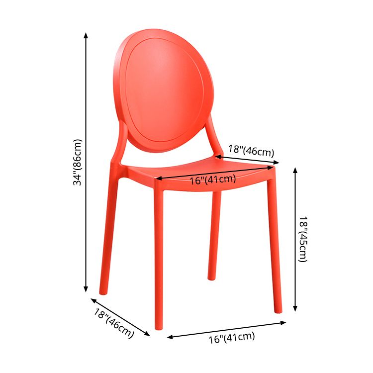 Contemporary Armless Plastic Dining Chairs Open Back Dining Side Chair for Home Use