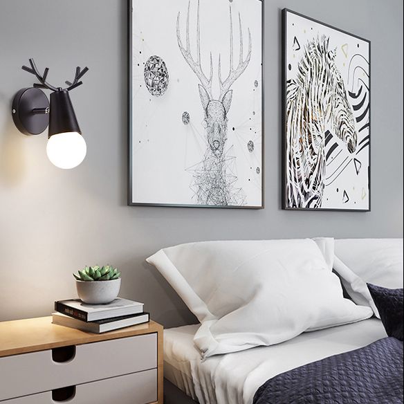 1 Light Metal Wall Sconce Light Simple Macaron Antler Wall Mount Lamp Fixture for Boy Girl Bedroom