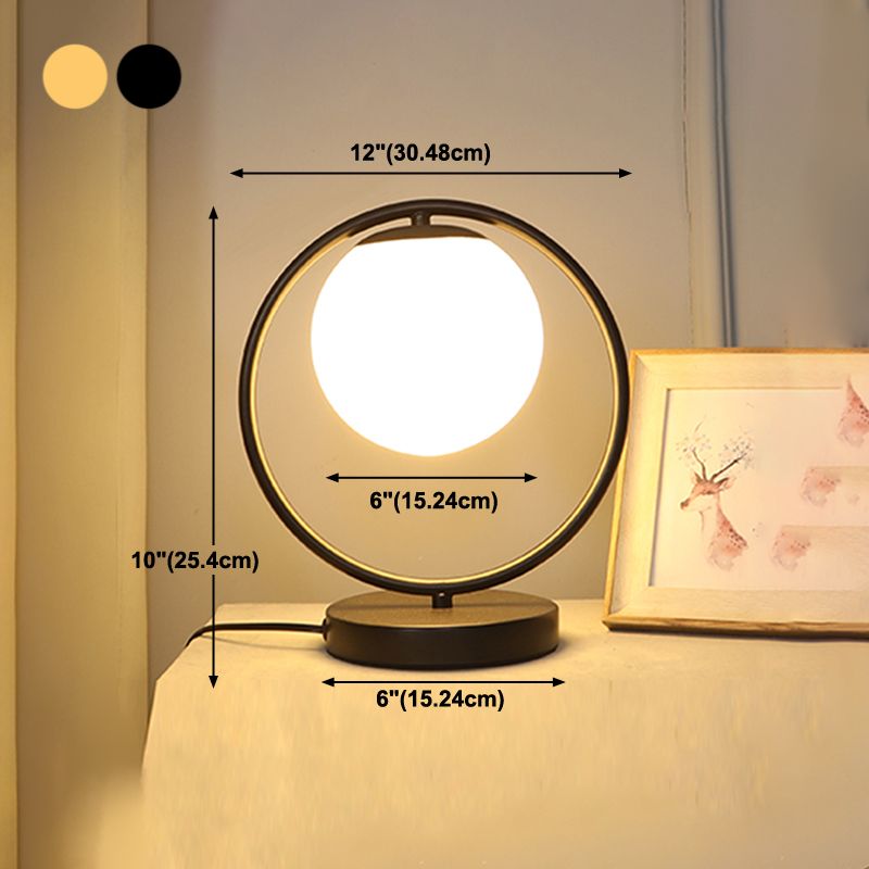 Modern Style Geometry Night Table Lamp White Glass One Light Table Light for Bedroom