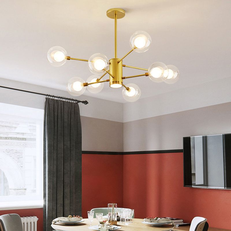 Kugelförmige Form Kronleuchter leichter moderne Glasglas Multi -Licht -Hanglampe für Schlafzimmer