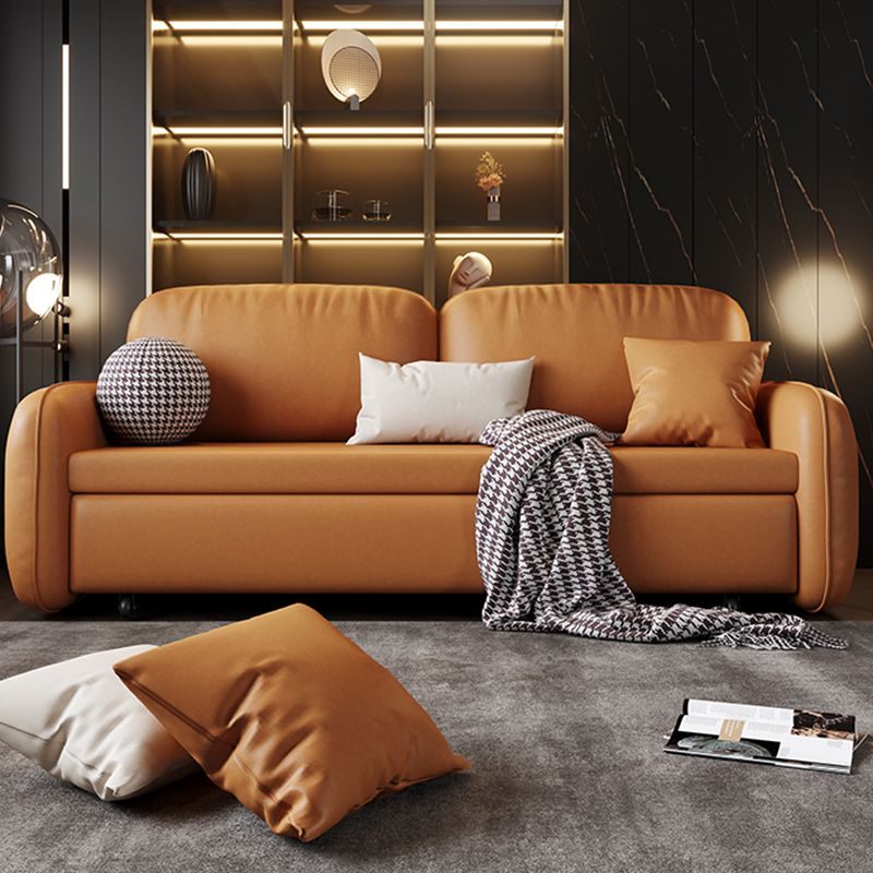 Stain Resistant Faux Leather Contemporary Square Arm Bed Sofa Couch