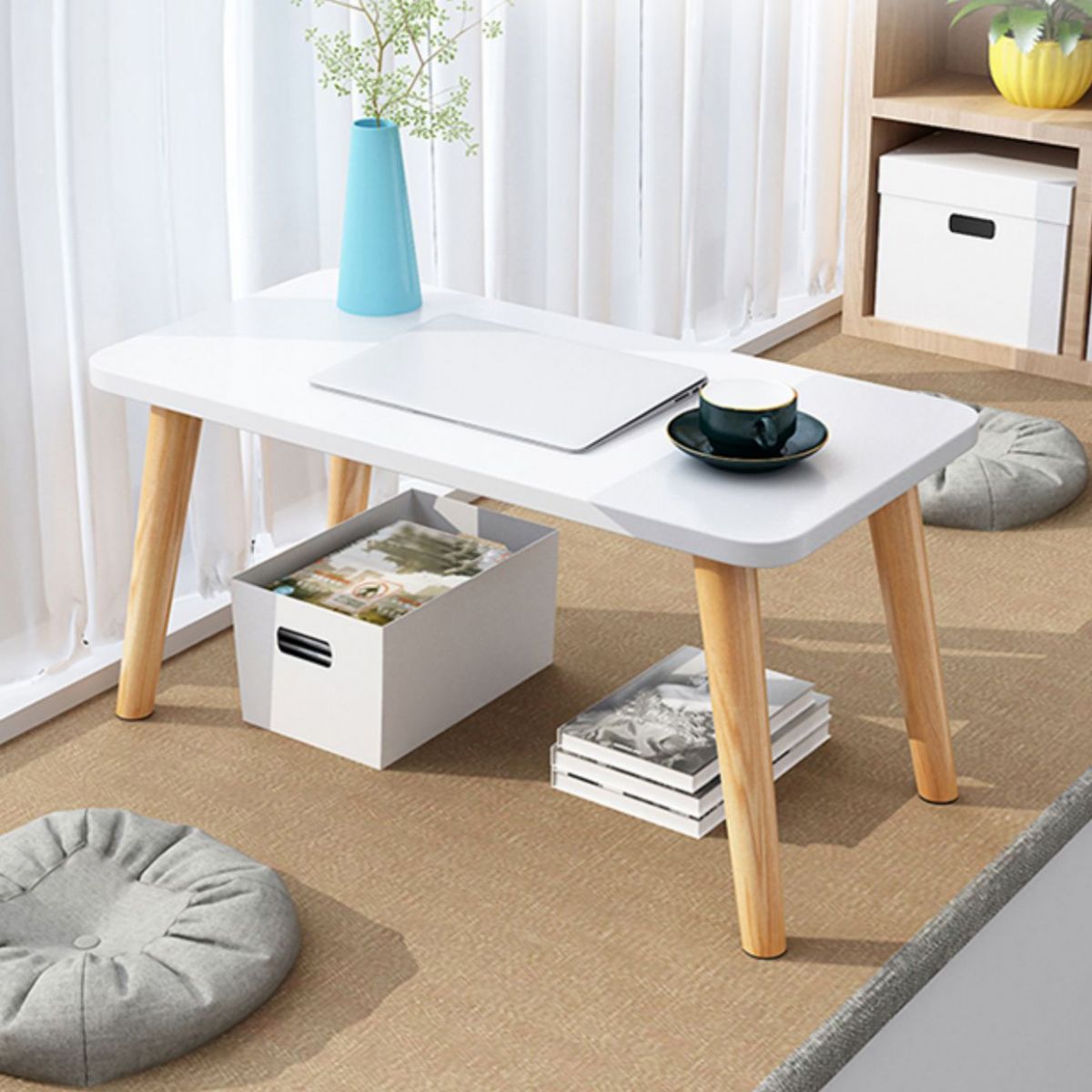 Rectangular Writing Desk with Artificial Wood Face and Wood Legs