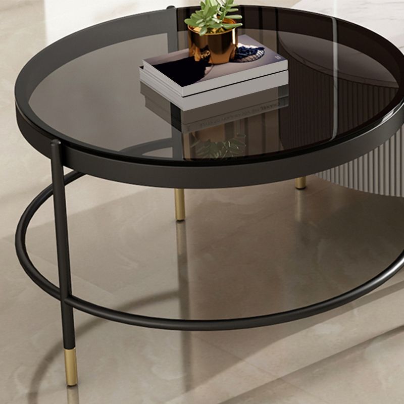Glam Cocktail Table White 4 Legs Storage Coffee Cocktail Table