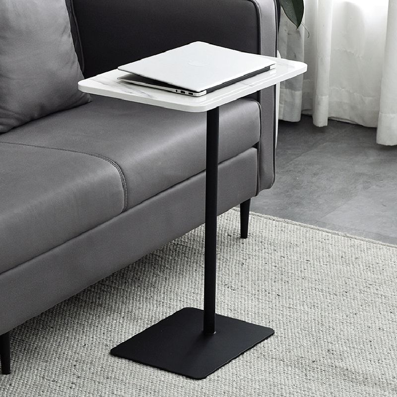 Modern Sintered Stone Top End Table 11" Wide Pedestal End Table