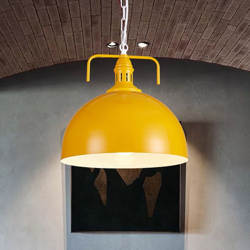 12 "/16" W ciotola soggiorno illuminazione a sospensione industriale Metallico 1 Finitura appesa rossa/gialla leggera/ruggine