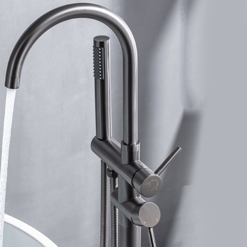 Floor Mounted Copper Freestanding Tub Filler Freestanding High Arc Tub Metal Filler Trim