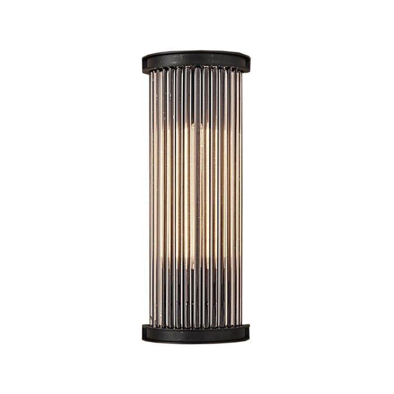 Black Cylinder Wall Light Sconce Modern Stylish 1 Light Clear Crystal Wall Lamp for Living Room