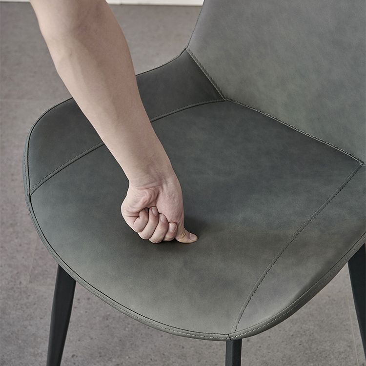 Contemporary Metal Dining Room Chairs Armless Leather Dining Chairs for Home Use