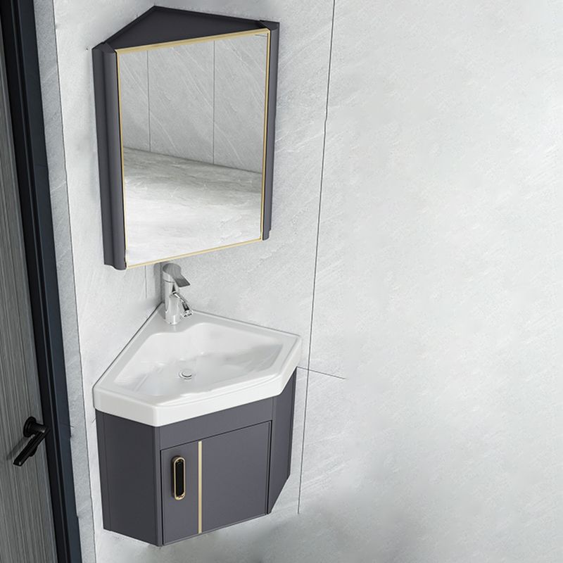 Wall Mounted Corner Bathroom Vanity Cabinet Triangular Abstract Vanity Sink