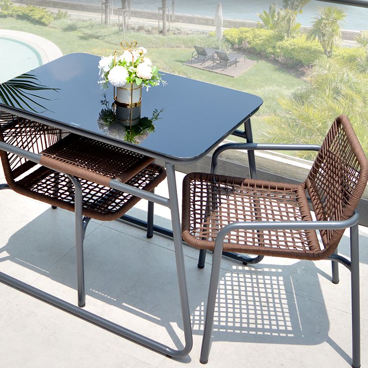 Modern 1/3 Pcs Dining Set Glass Rectangular Dining Table Set