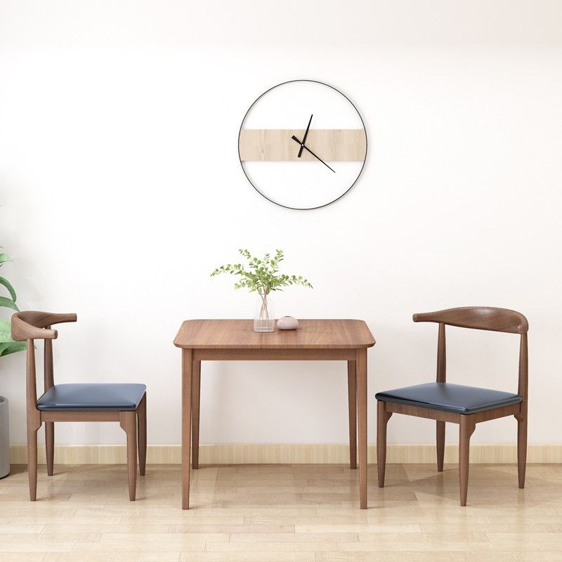 Solid Wood Dining Table Brown Square Dining Table with 4 Legs