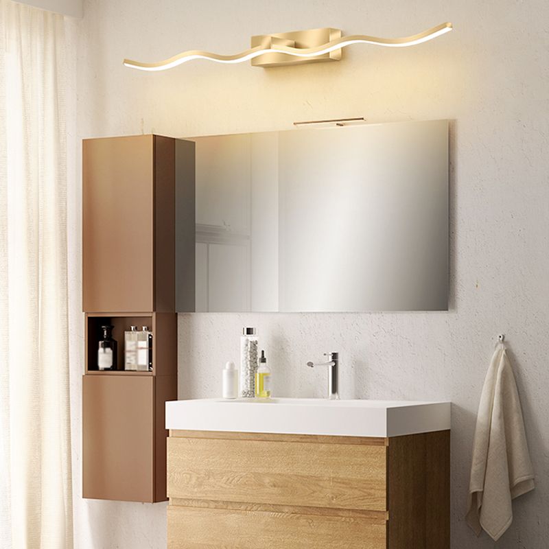Lámpara moderna de lámpara de espejo simple lámpara de espejo de maquillaje ondulado led para baño de baño