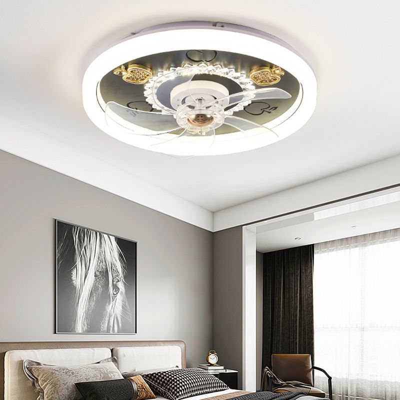 Contemporary Round Fan Light Metal 20" Wide LED Flush Mount Light for Bedroom