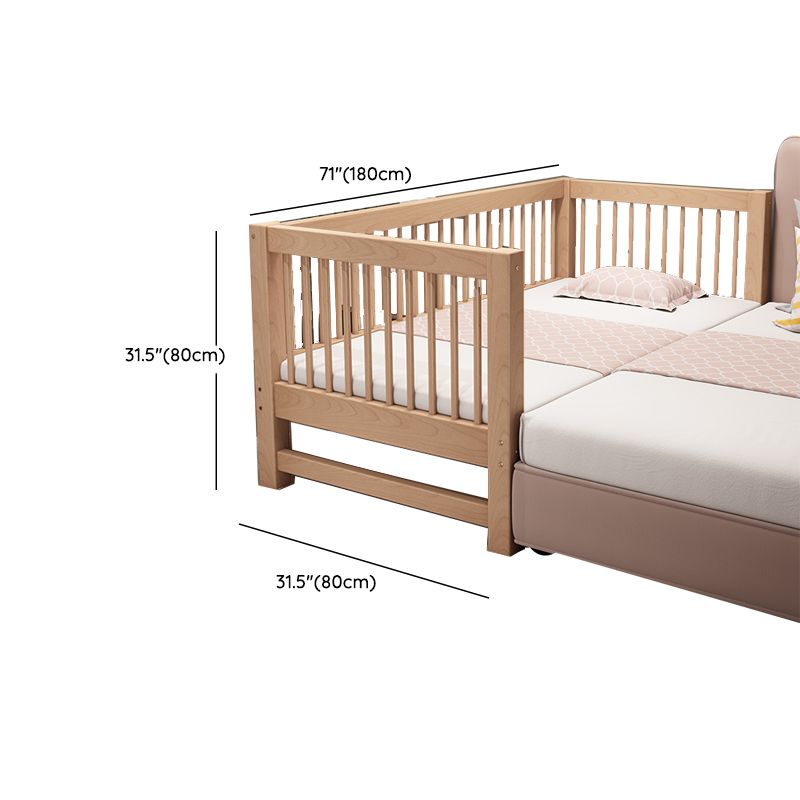 Solid Wood Nursery Bed Modern Beech Baby Crib with Guardrails