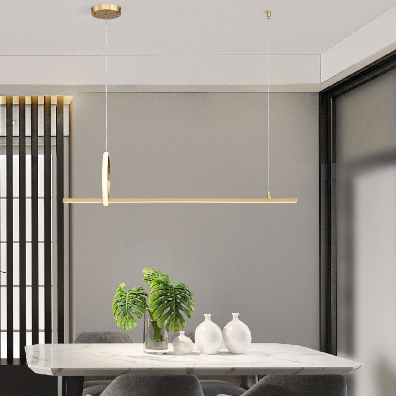 Metal Linear Island Pendant Lighting Modern 2-Light Island Light Fixtures