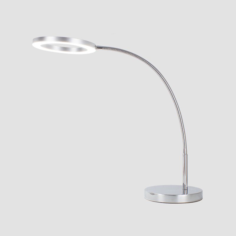 Linear Night Table Lamp Modern Style Metal Single Light Table Light in Silver