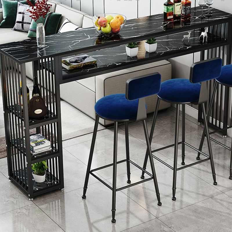 Glam Indoor Bar Stool Table Rectangle Bar Dining Table with Storage