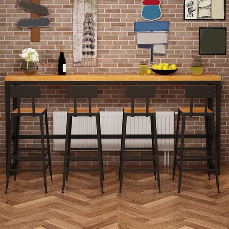 Rectangular Bar-height Table Solid Wood 41.3"H Bar Table with Black Base