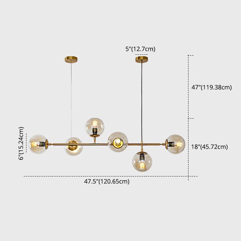 Glass Gold Island Light in Modern Creative Style Iron Globe Pendant Light for Dining Room