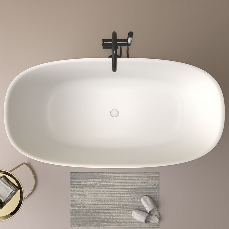 Modern Stone Oval Bathtub Freestanding Soaking Bath Tub , 22.05-inch Tall