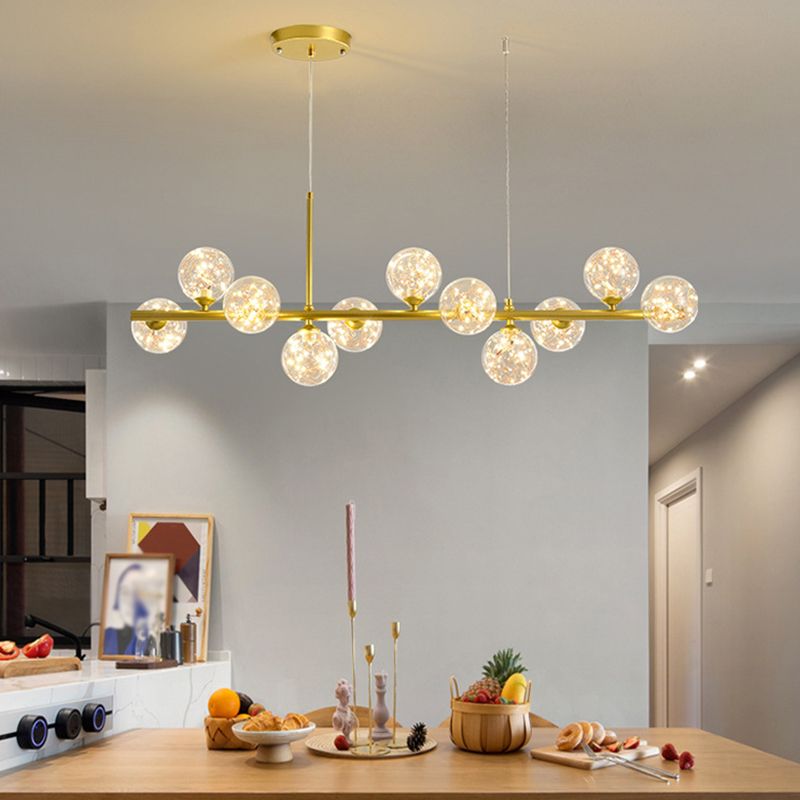 Simple Chandelier Multi Head Pendant Lighting Fixtures with Glass Shade for Dining Room