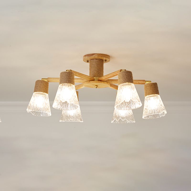 Bell Shape Glass Flush Mount Light Modern Style Multi Lights Ceiling Mount Light in Brown