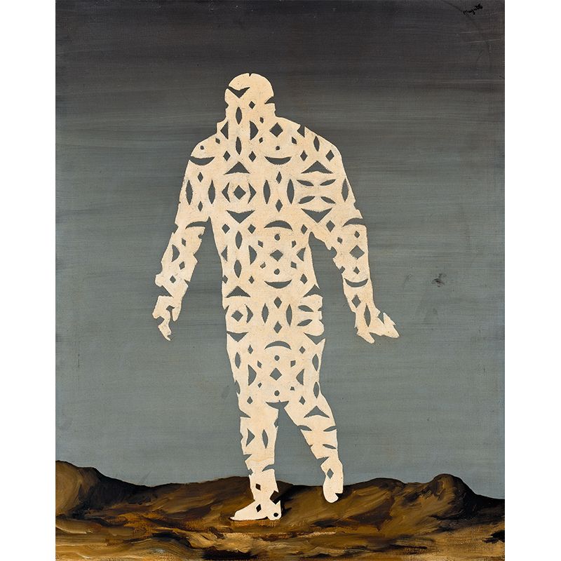 Surreal Paper-Cut Man Murals in Grey-Yellow Living Room Wall Decoration, Made to Measure