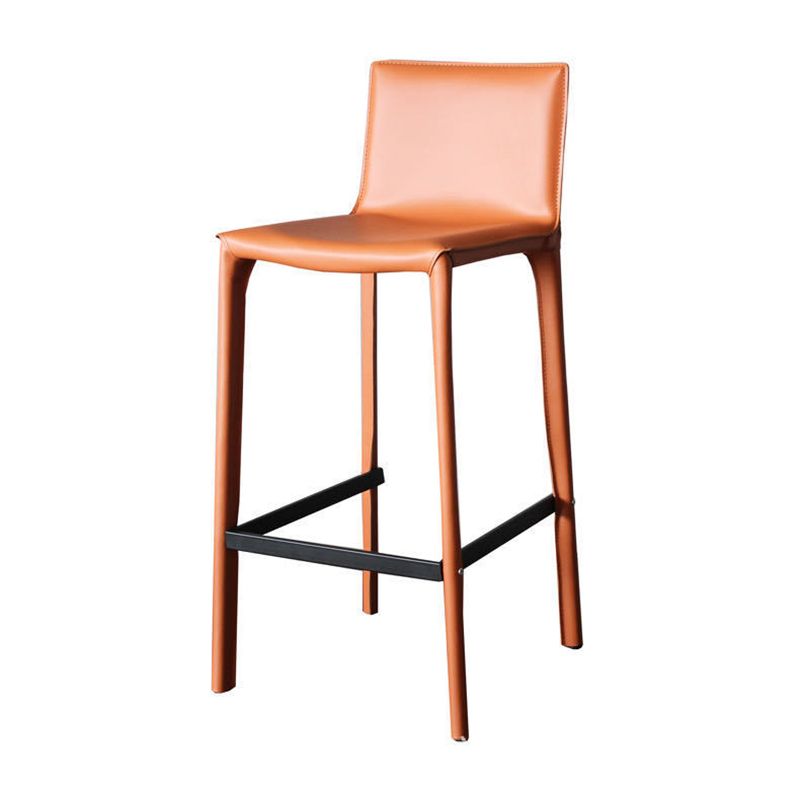 Modern Faux Leather Counter Stool Square Low Back Bar Stool with Footrest