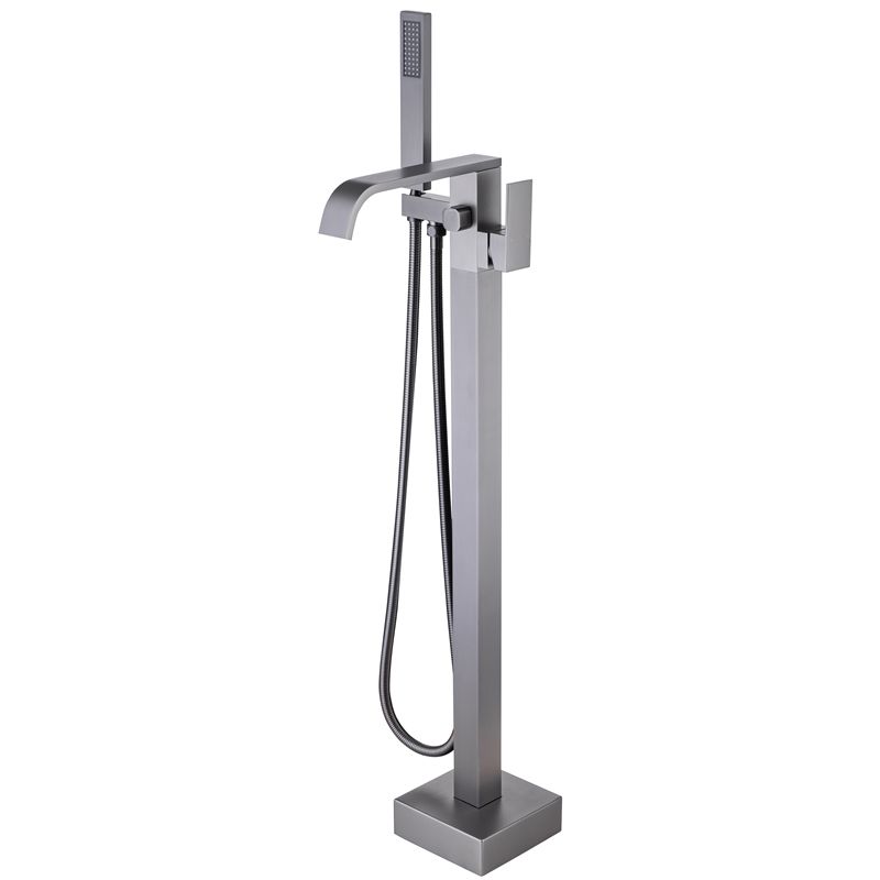 Floor Mounted Metal Freestanding Tub Filler Swivel Freestanding Faucet with Spray Gun