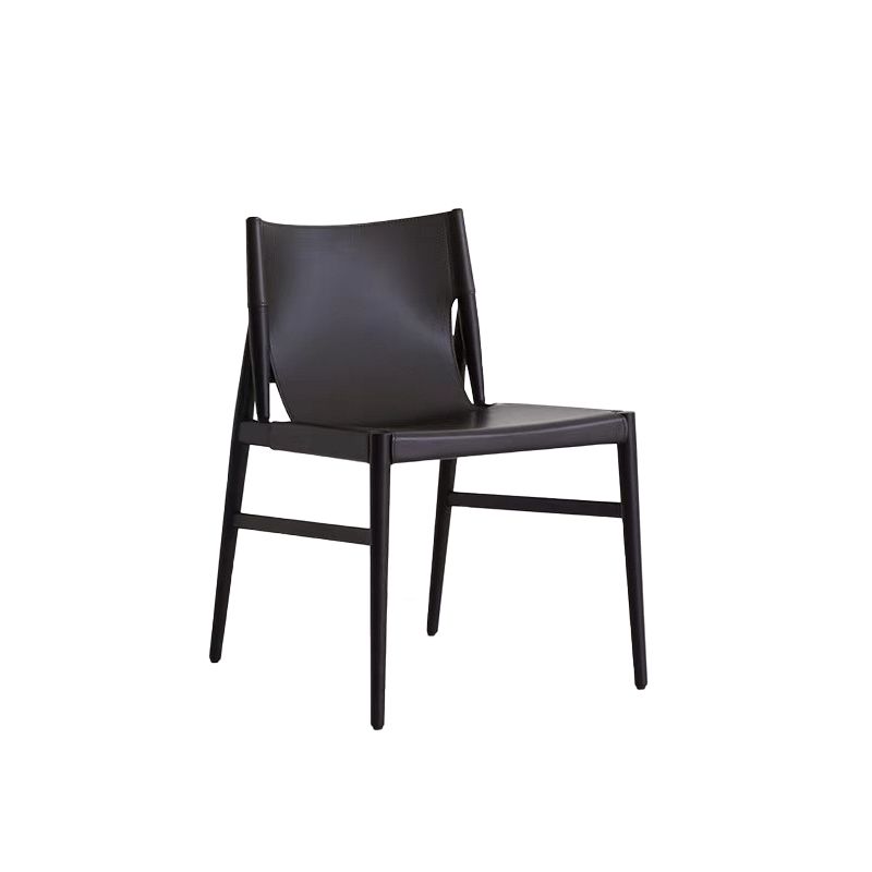 Contemporary Side Chair Wood Solid Back Dining Room Chair for Indoor