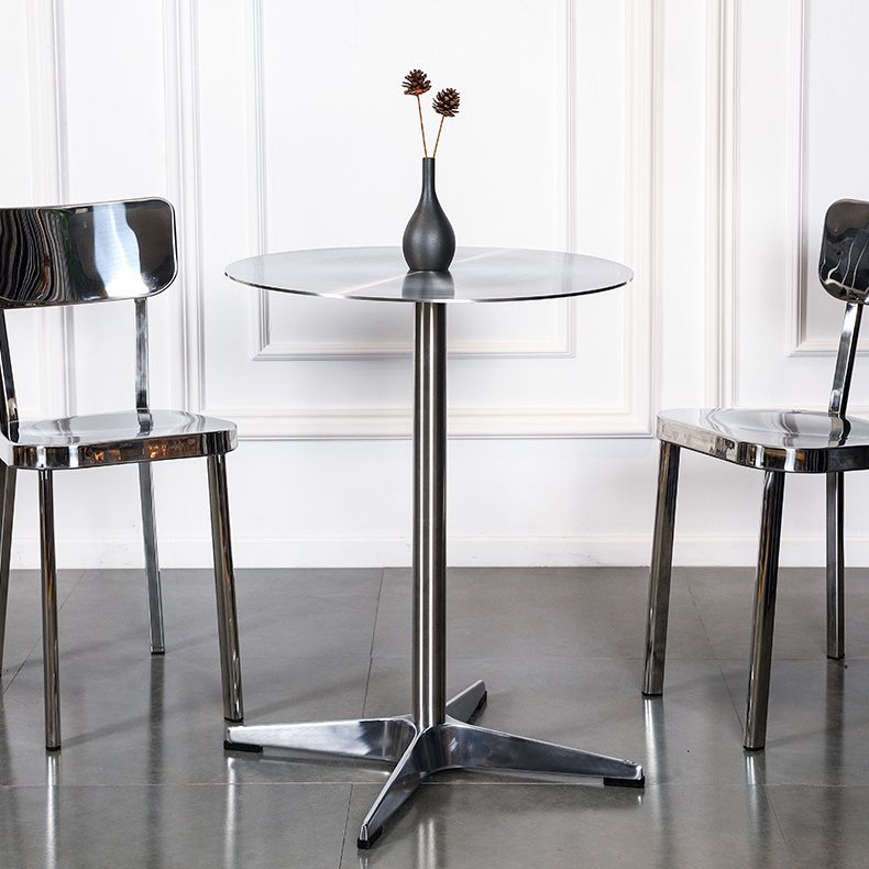 Stainless Steel Industrial Dining Table Pedestal Table for Dinning Room