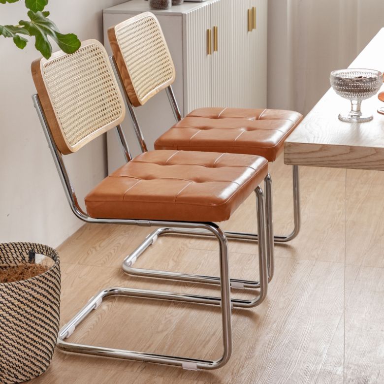 Industrial Side Chair Low Back Leather Dining Chair for Home