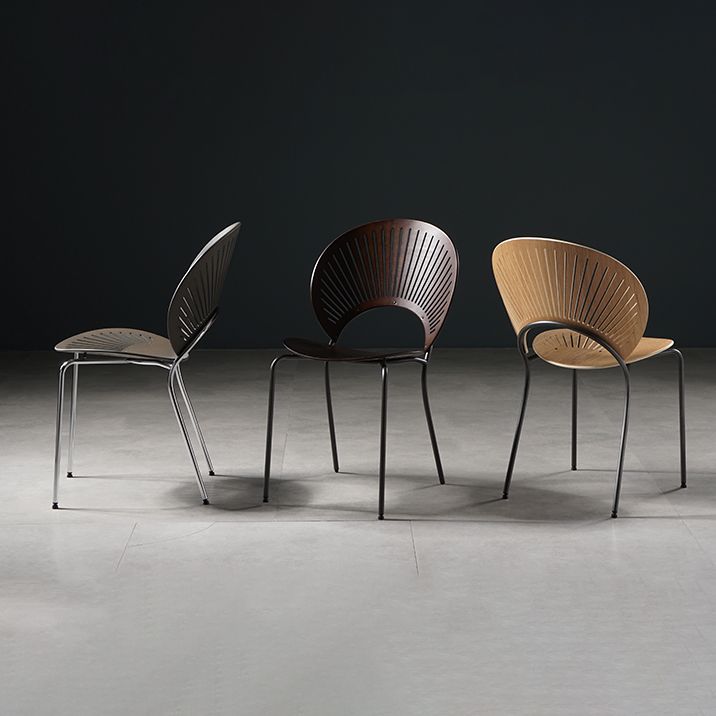 Silla de comedor de metal contemporáneo para uso doméstico Silla lateral de comedor con respaldo abierto