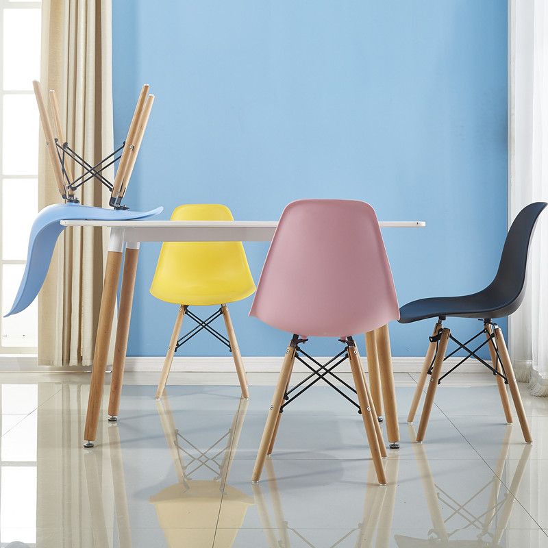Armless Dining Chairs Eames Side Dining Chairs with Wood Legs (Set of 4)