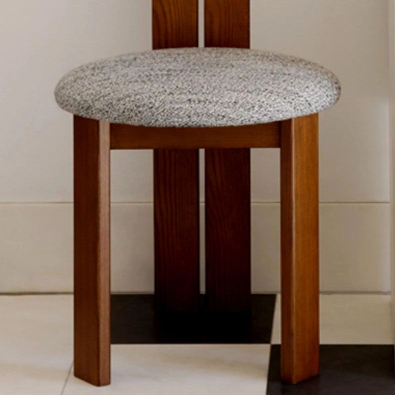 Solid Wood Frame Side Chair Slat Back Side Chair with Linen Upholstered