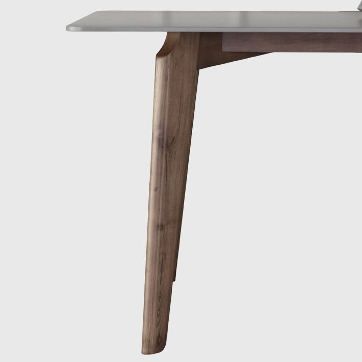 Mid-Century Gray Sintered Stone Table Rectangle Standard Dining Table for Kitchen