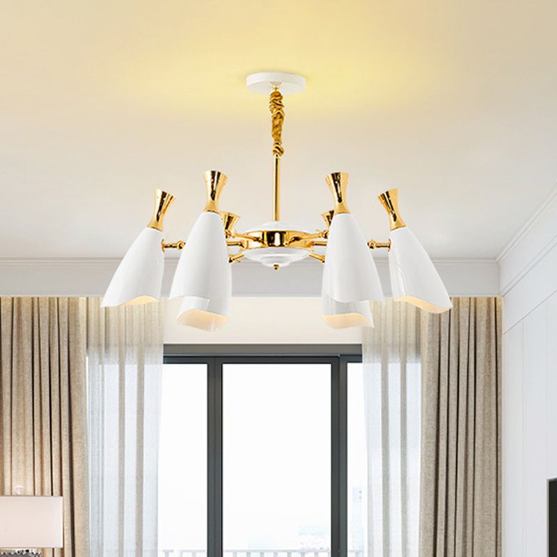 Sala de estar en forma de bocina Luz Led Simplicidad metálica Luz de araña de lámpara