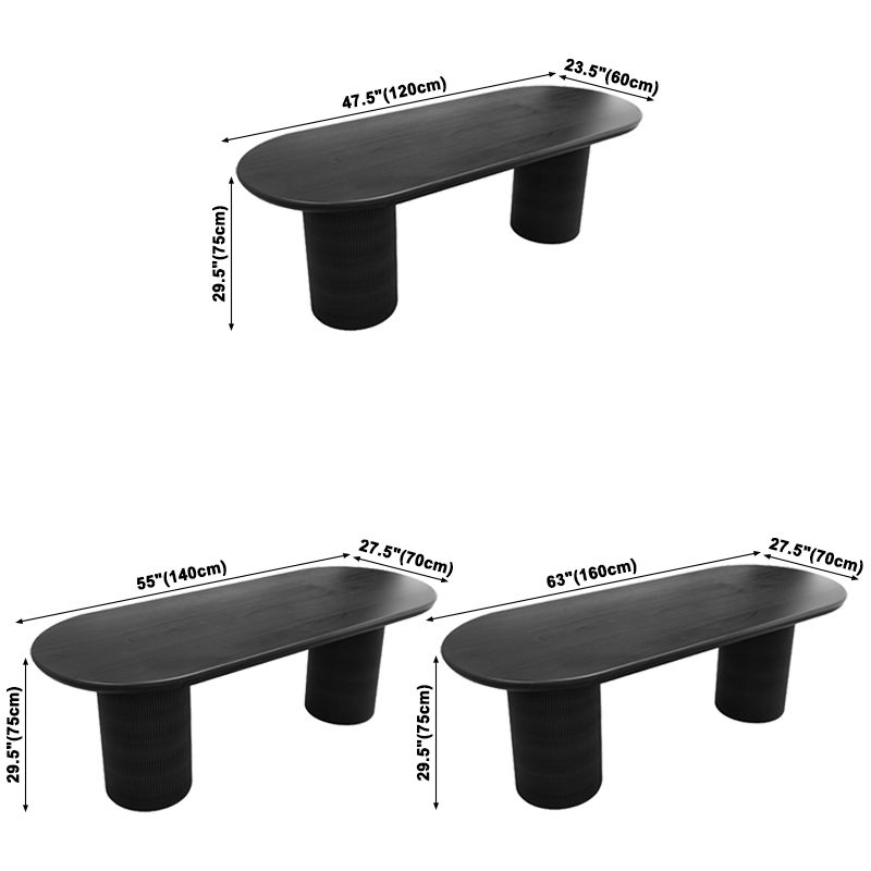 Solid Wood Contemporary Oval Dining Table Wood Top Dining Table for Kitchen