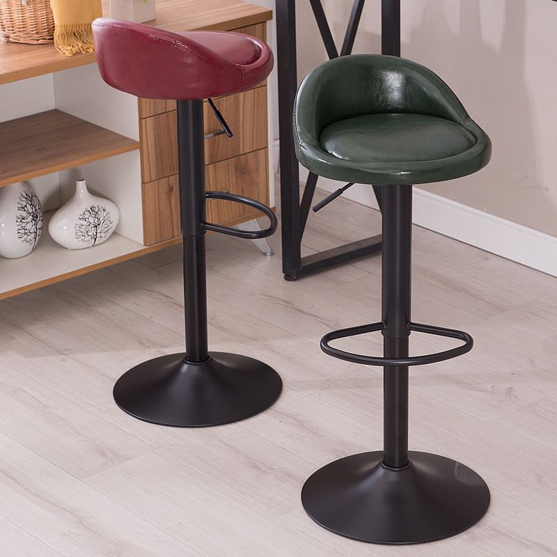 Scandinavian Metal Stool Round Seat Upholstered Counter Stool