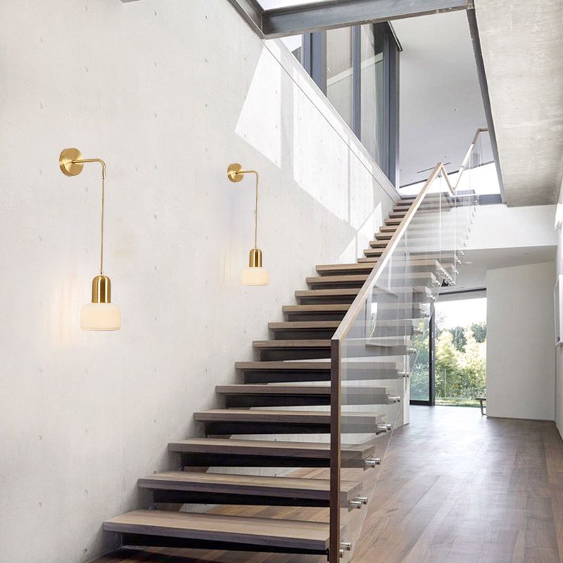 Nordic Style Wall Light Cylinder Shape Wall Lamp with Ceramics Shade for Bedroom