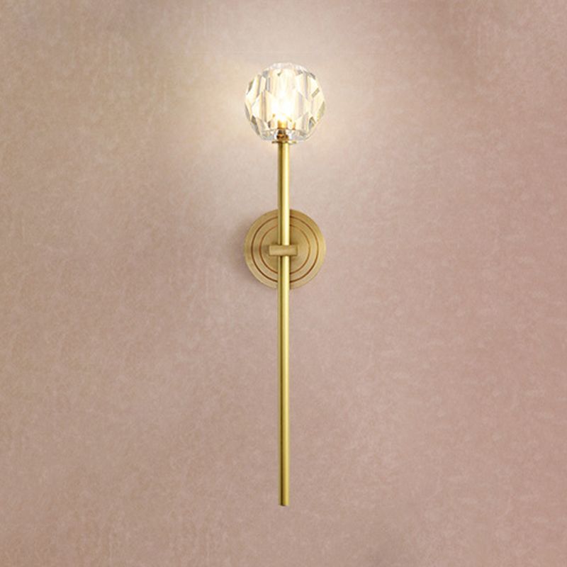 Nordic Brass Wall Light Globe Gold Wall Sconce with Crystal for Living Room