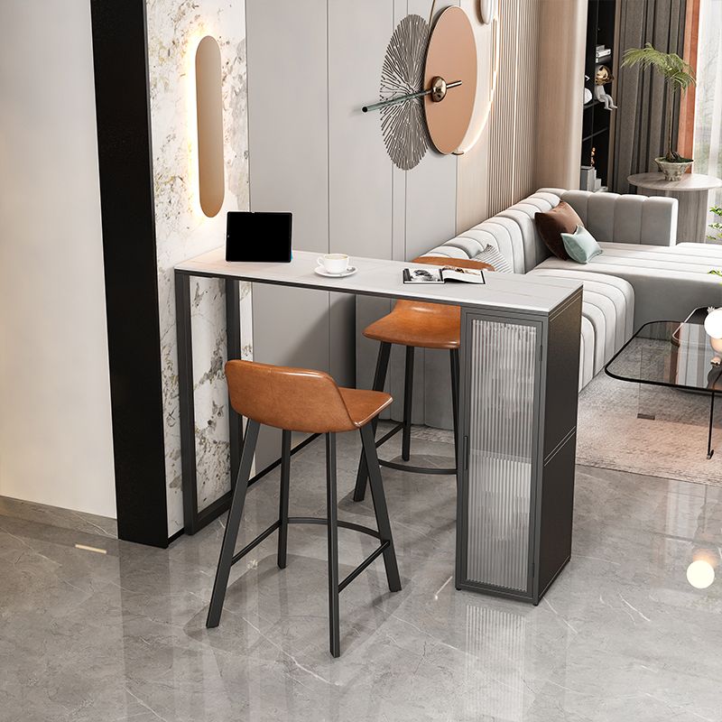 Modern Bar Table Set 1/2/3 Pieces Stone Rectangle Bar table with Upholstered Stools