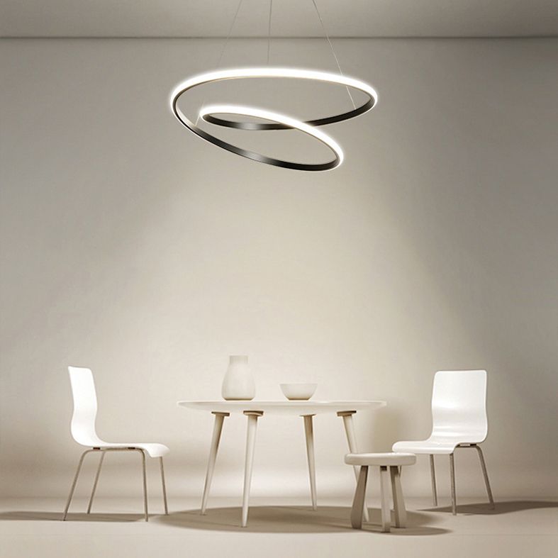 24" Wide Modern Chandelier LED Hanging Ceiling Lights for Living Room Dining Room