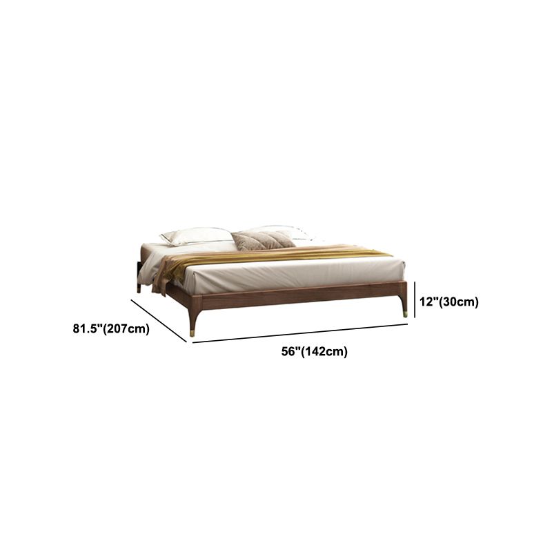 Ash and Pine Wood Bed without Headboard Platform Bed Frame in Brone